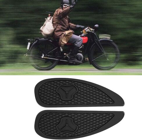 Traction Pad, Motorcycle Knee Pads, 2Pcs Anti Slip Traction Pad Gas Fuel Stickers Protector for Retro Motorcycle (Black) in Saudi Arabia
