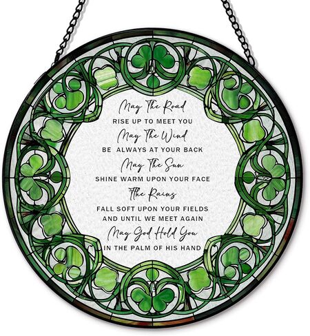 Christian Cross Suncatcher Garden Stained Glass Window Hanging, Christian Flower Sunset Sun Catchers Indoor Window Glass Round Wall Decor, Religious Wall Art Hanging Decorations, ＂7.8x7.8＂ in Saudi Arabia