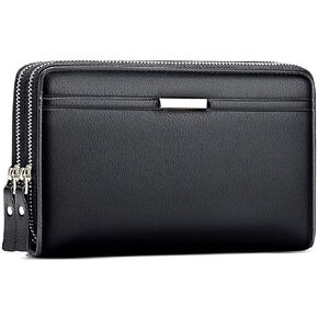 Genuine Leather Wallet for Men Long Clutch Wallet with Phone Holder Large Card Capacity Ideal for Business Gifts for Husband Father or Boyfriend (Black) in Kuwait