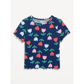 Old Navy Printed Short-Sleeve Lettuce-Edge T-Shirt for Toddler Girls - Tulip Red in Kuwait