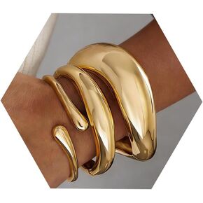 Chunky Gold Bangle Bracelets for Women, 14k Gold Plated Trendy Stackable Bangles Set, Dainty Cuff Bracelet Stack Jewelry for Gifts in Saudi Arabia