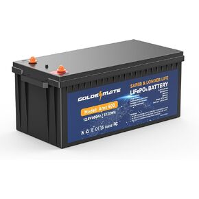 GOLDENMATE 12V 100Ah LiFePO4 Battery, Up to 15000 Deep Cycles Group 31 Lithium Battery, Built-in 100A BMS, Perfect for RV, Solar, Camping, Marine, Trolling Motor and Off-Grid Applications in Kuwait