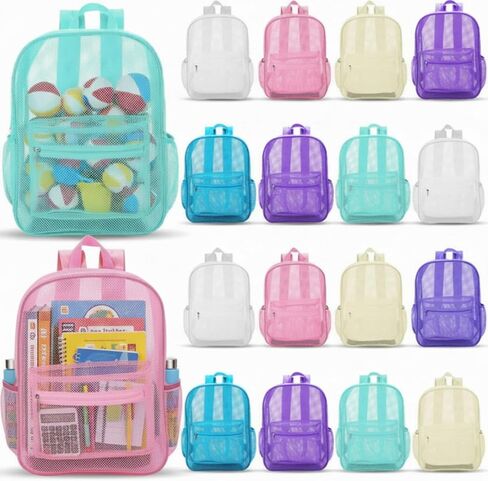 Silkfly 18 Pcs Mesh Backpacks Bulk 17 Inch School Bags for Boys Girls Back to School, Swim, Sports, Donations, Gifts (Black) in Saudi Arabia