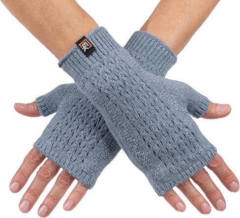 Evolution Knitwear Wool Mesh Knit Fingerless Mittens - Super Soft Merino Wool - Made in the USA in Saudi Arabia
