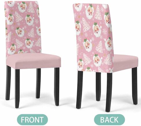 Christmas Tree Chair Covers Set of 4,Funny Santa Claus Dining Room Chair Cover,Xmas Snowflakes Removable Washable Stretch Kitchen Chair Covers Decorative Red Chair Protector for Party Holiday in Saudi Arabia