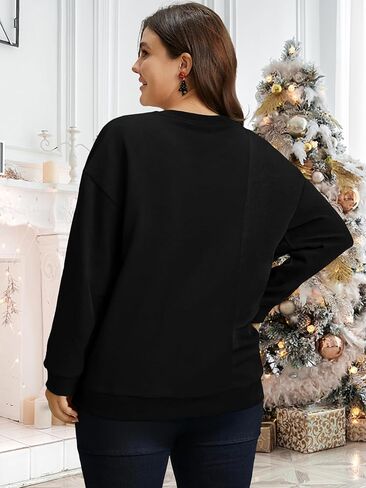 BLANCHES Plus Size Christmas Sweatshirts for Women Funny Xmas Sweater Pullover Cute Holiday Merry Christmas Graphic Tops in Kuwait