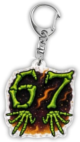 سلسلة مفاتيح Six Seven Keychain 67 meme وملصقات Brainrot الإيطالية، حلية حقيبة الظهر، حلقة مفاتيح أرقام للحقائب، حقائب الظهر in Kuwait