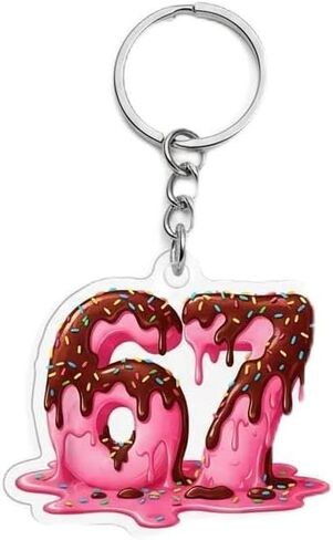 سلسلة مفاتيح Six Seven Keychain 67 meme وملصقات Brainrot الإيطالية، حلية حقيبة الظهر، حلقة مفاتيح أرقام للحقائب، حقائب الظهر in Kuwait