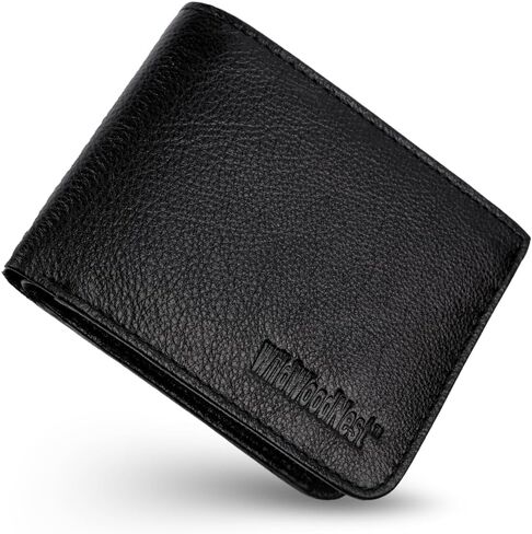 Leather Men's Wallet – Genuine Leather, Multiple Card Slots, Zipper Pocket, Slim Bifold Design, Elegant & Durable(Black) in Saudi Arabia