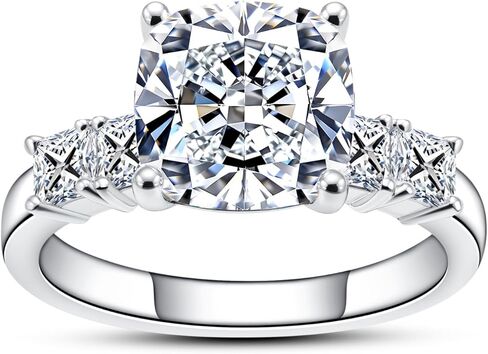3CT-4CT Cubic Zirconia Engagement Ring Round/Emerald/Triangle Cut 3 Stones/5 Stones CZ Wedding Ring 5A Grade Simulated Diamond Promise Anniversary Ring for Women Size5-9 in Saudi Arabia