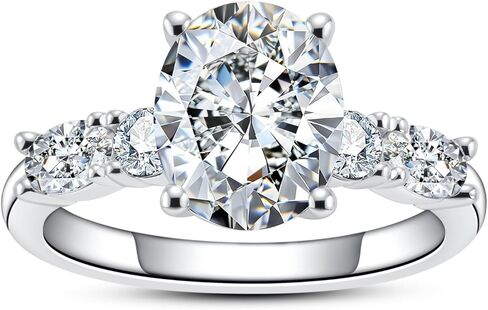 3CT-4CT Cubic Zirconia Engagement Ring Round/Emerald/Triangle Cut 3 Stones/5 Stones CZ Wedding Ring 5A Grade Simulated Diamond Promise Anniversary Ring for Women Size5-9 in Saudi Arabia