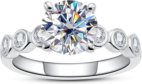 3CT-4CT Cubic Zirconia Engagement Ring Round/Emerald/Triangle Cut 3 Stones/5 Stones CZ Wedding Ring 5A Grade Simulated Diamond Promise Anniversary Ring for Women Size5-9 in Saudi Arabia