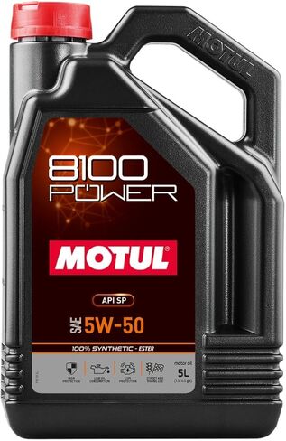Motul 8100 Power 5W-50 Full Synthetic | Ester-Based Formula for Turbocharged & High-Performance Engines | LSPI Protection, Extreme Heat Resistance, Cold Start Lubrication, Daily & Track Use | 1L in Saudi Arabia