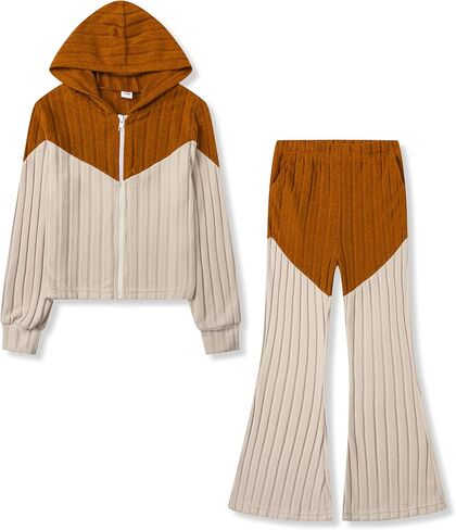 Girls 2 Piece Outfits Long Sleeve Strawberry Ribbed Sweatshirt Flared Pants Children Clothes Spring Set Girls Clothes Size 7-8 Years in Saudi Arabia