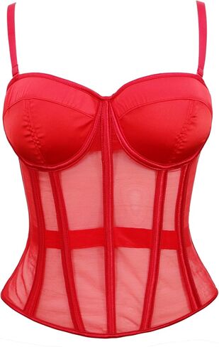 مشد YUNAR النسائي الشبكي فوق الصدر، صدر مبطن بسلك داخلي، أشرطة قابلة للإزالة، 10 عظام ملابس داخلية للخروج in Kuwait