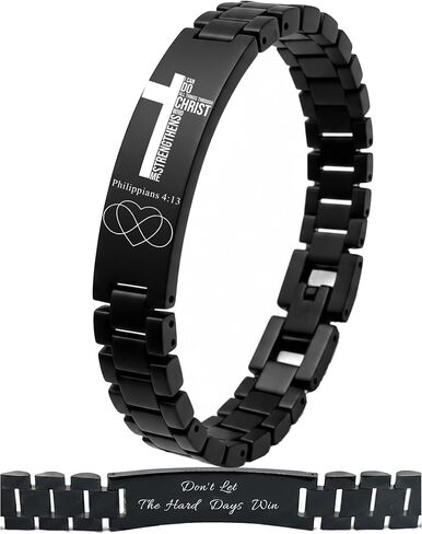 Bible Verse Bracelets Inspirational Christian Wristbands Gifts to Son Men DAD Father Husband Boyfriend Encouragement Jewelry Adjustable Stainless Steel Bracelet in Kuwait