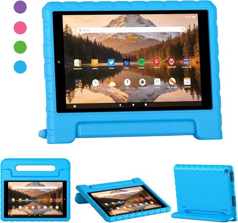 حافظة للأطفال لإصدارات Fire HD 10 2019/2017/2015، غطاء HD 10 الجيل الخامس/السابع/التاسع مقاوم للصدمات ومقاوم للأطفال، غطاء إسفنجي متين ومرن مع حامل مقبض لإصدارات Fire HD 10 2015/2017/2019 (أخضر) in Saudi Arabia
