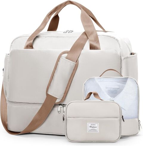 حقائب سفر من القماش الخشن للنساء، حقيبة حمل طوال الليل مع جيب مبلل وحقيبة أدوات الزينة، لحقيبة الأغراض الشخصية مقاس 18 × 14 × 8 من شركة سبيريت إيرلاينز in Kuwait
