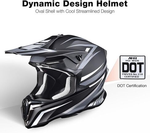 AHR Adult Offroad Dirt Bike Helmet Motocross ATV Dirtbike Outdoor BMX MX Full Face Motorcycle Helmet DOT Approved in Saudi Arabia