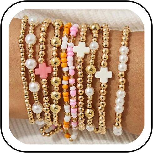 Long tiantian Bracelet Stack for Women Gold Stackable Bracelets Silver Stack Bracelets Stacking Layered Bracelet Sets Non Tarnish in Saudi Arabia