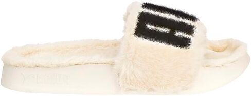 صنادل كاجوال للسيدات من PUMA Leadcat 2.0 Fuzz Slide بكعب منخفض 1-2 بوصة - أسود in Kuwait