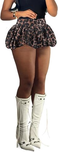 XZLUFNY Women Y2K Bubble Short Skirt Elastic High Waist Pleated Puffy Balloon Mini Skirts in Saudi Arabia