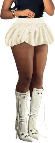 XZLUFNY Women Y2K Bubble Short Skirt Elastic High Waist Pleated Puffy Balloon Mini Skirts in Saudi Arabia