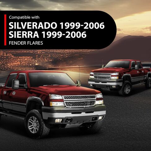 G-PLUS Pocket Rivet Upgrade Fender Flares, Compatible With 2007-2013 Chevy Silverado 1500, [Fit 69" Short Bed Crew Cab(Excludes 07 Classic Models)], Smooth Wheel Cover 4pcs [Not Fit GMC Sierra] in Saudi Arabia