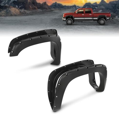 G-PLUS Pocket Rivet Upgrade Fender Flares, Compatible With 2007-2013 Chevy Silverado 1500, [Fit 69" Short Bed Crew Cab(Excludes 07 Classic Models)], Smooth Wheel Cover 4pcs [Not Fit GMC Sierra] in Saudi Arabia
