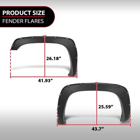 G-PLUS Pocket Rivet Upgrade Fender Flares, Compatible With 2007-2013 Chevy Silverado 1500, [Fit 69" Short Bed Crew Cab(Excludes 07 Classic Models)], Smooth Wheel Cover 4pcs [Not Fit GMC Sierra] in Saudi Arabia