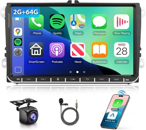 2G+64G for VW Passat Tiguan Golf Jetta T5 EOS Polo Skoda Android Car Stereo with Wireless Carplay Android Auto, 9“ Touch Screen Bluetooth Car Radio Support GPS Navigation WiFi FM SWC+Backup Camera in Saudi Arabia