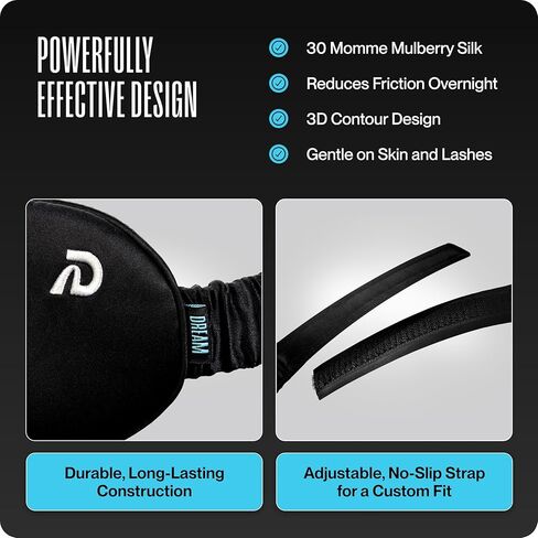 Dream Recovery The Luxe Mask - 3D Performance Silk Sleep Mask for Side Sleepers - 100% Light Blocking, Adjustable Eye Cover for Sleeping in Saudi Arabia