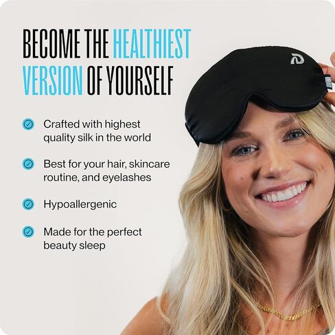 Dream Recovery The Luxe Mask - 3D Performance Silk Sleep Mask for Side Sleepers - 100% Light Blocking, Adjustable Eye Cover for Sleeping in Saudi Arabia
