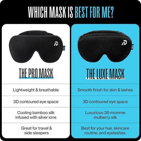 Dream Recovery The Luxe Mask - 3D Performance Silk Sleep Mask for Side Sleepers - 100% Light Blocking, Adjustable Eye Cover for Sleeping in Saudi Arabia