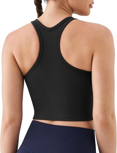 قميص بدون أكمام للسيدات من K-Swiss - حمالات صدر رياضية طويلة بظهر Racerback وبطانة داخلية للتمرين واليوجا والجيم in Saudi Arabia