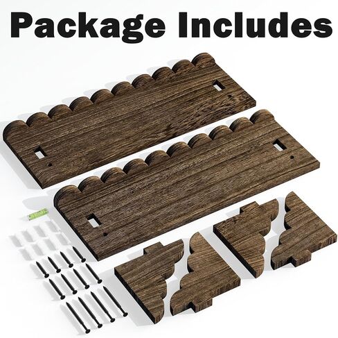 رف حائط خشبي صدفي - رف عائم مقاس 17 بوصة مع دعامات خشبية، رف حائط ريفي سهل التركيب لغرفة المعيشة أو غرفة النوم أو الحمام أو أي مساحة in Kuwait