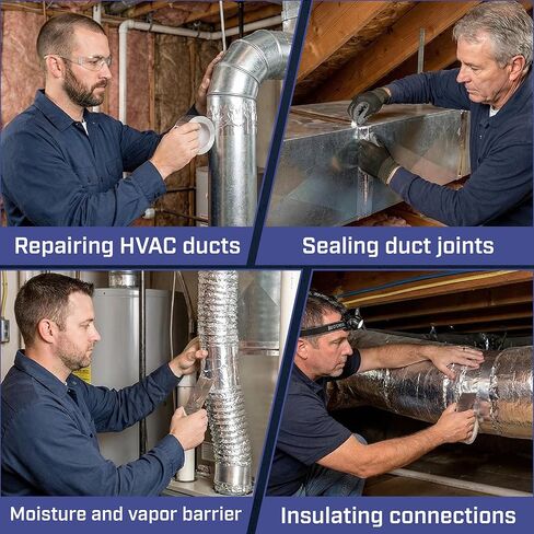 بيتس - شريط رقائق الألومنيوم، 2 بوصة × 25 ياردة، 3.6 مل، شريط حراري HVAC لمجاري الهواء، فتحة المجفف، تكييف الهواء، الفرن، عزل الأنابيب، مقاوم للماء، واللهب، والأشعة فوق البنفسجية والمواد الكيميائية in Kuwait