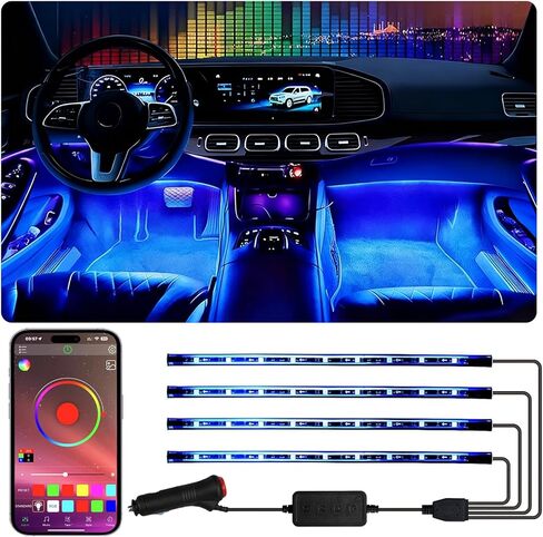 Footwell Lighting for car, Car Interior LED Lights,Lights for Inside car,APP Controlled RGB Light Strip with Music Sync Mode, 72 LEDs 16 Million Colors for Cars, Trucks, SUV via 12V Lighter in Saudi Arabia