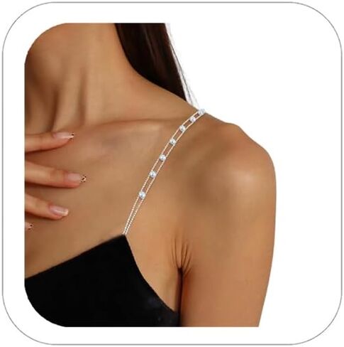 2 قطعة اللؤلؤ أشرطة حمالات الصدر البرازيلي الكتف سلسلة الزفاف الملابس الداخلية انفصال الأشرطة سلسلة للنساء Blackless فستان مجوهرات للجسم in Kuwait