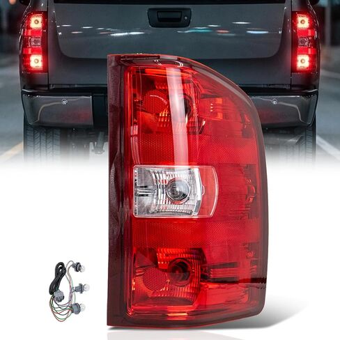 مجموعة مصابيح الذيل الخلفية VPIMOZO متوافقة مع 2007-2013 Silverado 1500 2500 3500HD OE Style مصباح فرامل المصابيح الخلفية للسائق الأيسر مع لمبة وتسخير يحل محل GM2800207 in Kuwait