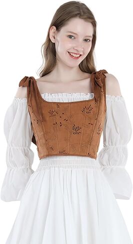 CR ROLECOS Women's Renaissance Corset Top Vintage Lace Up Floral Overbust Bustier Bodice in Saudi Arabia