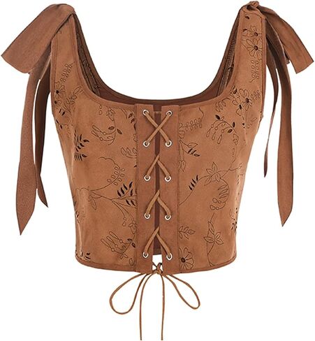 CR ROLECOS Women's Renaissance Corset Top Vintage Lace Up Floral Overbust Bustier Bodice in Saudi Arabia