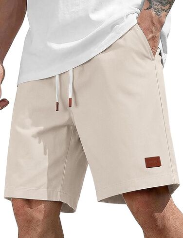 COOFANDY Mens Cotton Chino Shorts 9 Inch Casual Shorts Elastic Waist Drawstring Summer Beach Shorts with Pockets in Saudi Arabia