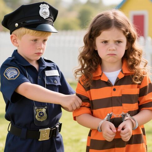 مجموعة شارة الشرطة والأصفاد المزيفة، شارة المحقق ماتيل، أصفاد الألعاب، ملحقات أزياء الشرطة للهالوين in Kuwait