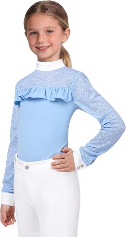 Girls Equestrian Shirt, Soft Stretch Kids Equestrian Training Top Lightweight Girls Horseback Riding Apparel in Saudi Arabia