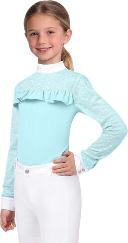 Girls Equestrian Shirt, Soft Stretch Kids Equestrian Training Top Lightweight Girls Horseback Riding Apparel in Saudi Arabia
