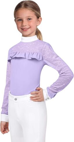 Girls Equestrian Shirt, Soft Stretch Kids Equestrian Training Top Lightweight Girls Horseback Riding Apparel in Saudi Arabia