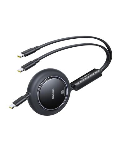 كابل USB C قابل للسحب من Baseus، كابل شحن سريع 100 وات 4.9 قدم USB C إلى USB C، كابل شاحن سيارة قابل للسحب بطول 6 مراحل مسبقًا لهواتف iPhone 16 15 Pro Plus Pro Max وMacBook وiPad Pro وGalaxy S24/S23 in Kuwait