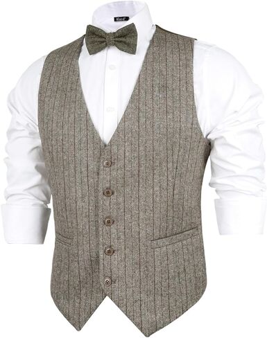 Mens Business Dress Tweed Suit Vest Regular Fit Tuxedo Waistcoat in Saudi Arabia