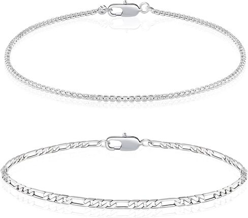 Tasiso الفضة الطبقات سلسلة أساور للرجال، حجم 7 "/ 7.5" / 8 "الفضة حبل فيجارو الرجال سوار مجموعة الرجال المجوهرات هدايا للأب صديقها الزوج in Kuwait